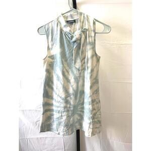 Modcloth Small Sleeveless Tie-Neck Dress Tie Dye Blue White